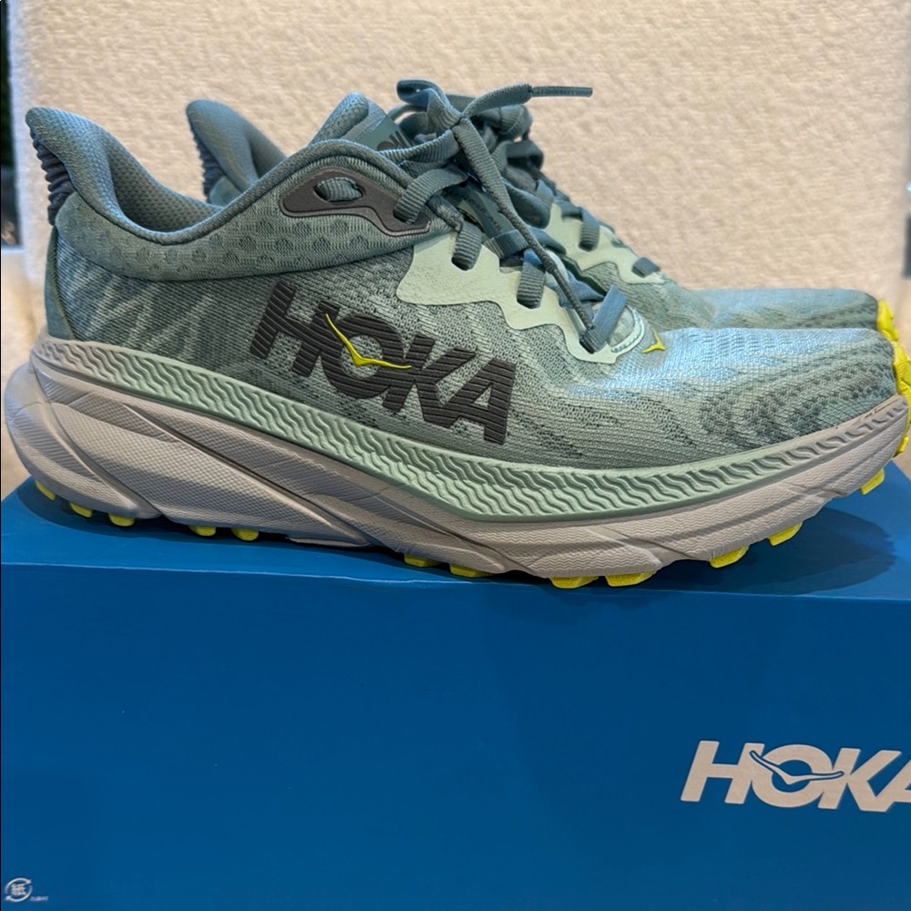 Hoka Teal and Lime Athletic Shoes